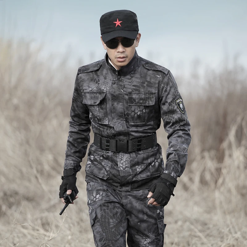 Мужской Камуфляжный костюм охотничья одежда черный Ghillie Мультикам армейский