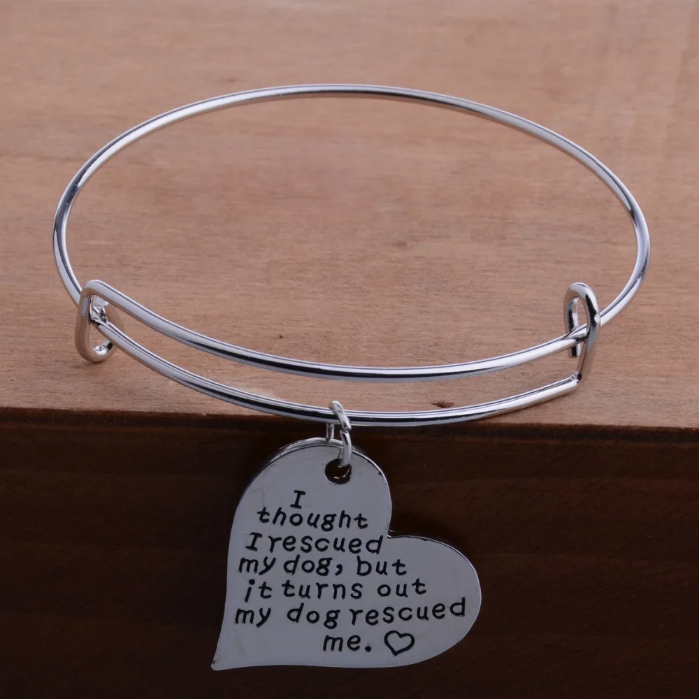 Сердце Собаки Спас Меня Dog Tag Браслет Домашних Животных Спасение Посеребренные