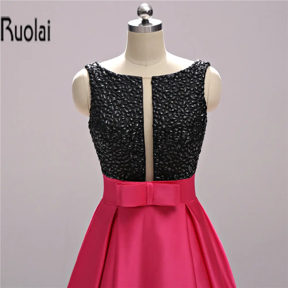 2017 Real Sample Sexy Red Formal Long Evening Dresses Beading Bow V-Neck Satin Gown For Prom Party Backless Custom Made | Свадьбы и