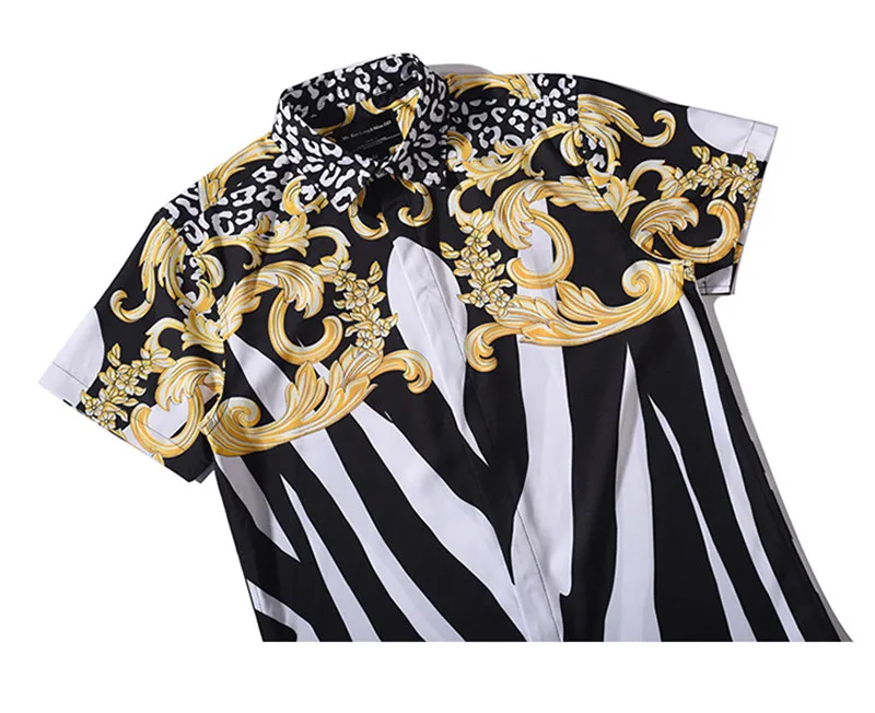 Мужская винтажная рубашка с короткими рукавами золотистая Повседневная деловая