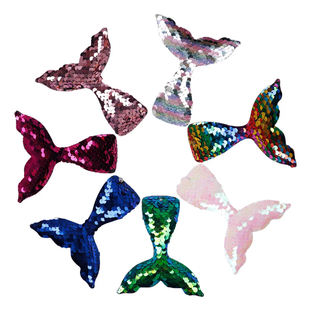 5 шт./лот хвост русалки патчи 2 цвета Реверсивный блесток патч DIY девушки серьги
