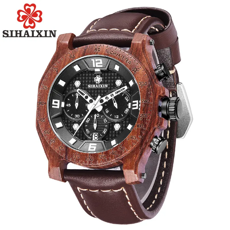 SIHAIXIN деревянные мужские часы Топ бренд класса люкс Horloges Mannen хронограф кварцевые