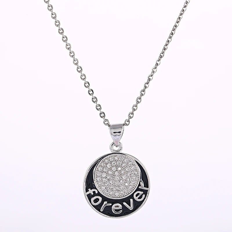 Модная круглая подвеска в форме капли микро ПАВЕ циркониевая эмаль надпись Forever
