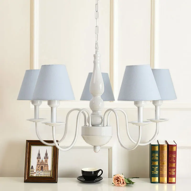 Романтичная люстра в европейском стиле для спальни гостиной абажур из ткани E27