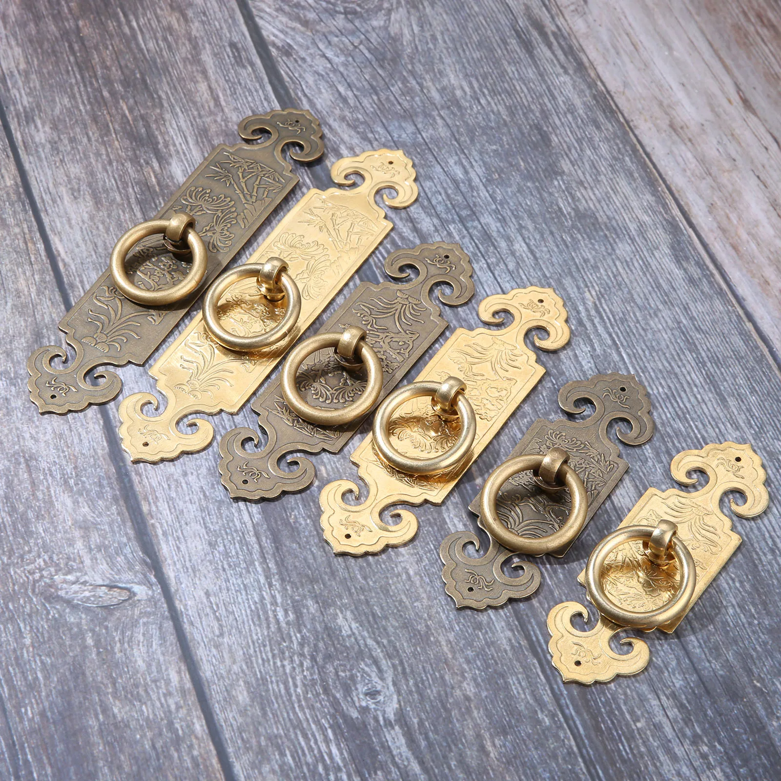 

2Pcs 10cm Antique Chinese Pure Copper Straight Handle Door Hardware Furniture Classical Cabinet Drawer Copper Pull