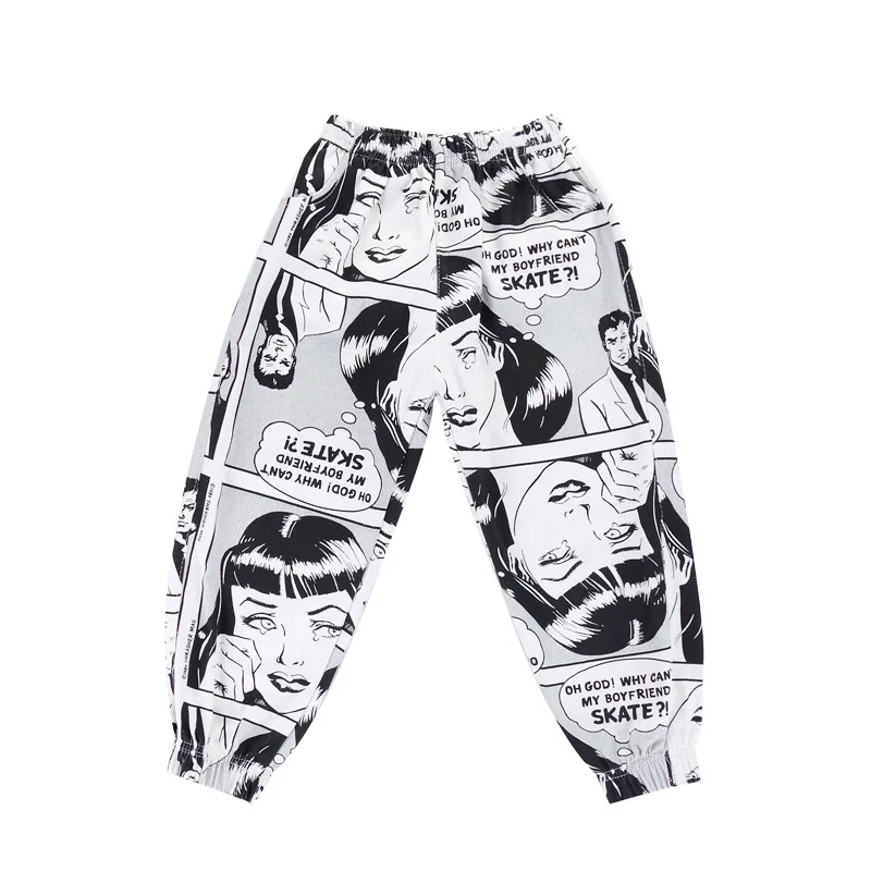 cartoon pants Крутая детская одежда в стиле хип-хоп свободная футболка для бега топы с рисунками, повседневные штаны для девочек и мальчиков, танцевальный костюм Одежда для бальных танцев - Цвет: cartoon pants