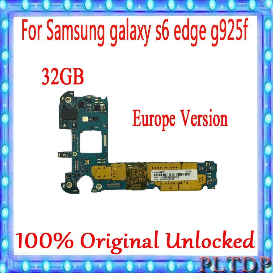 Оригинальная разблокированная основная материнская плата 32 ГБ для Samsung Galaxy S6 Edge