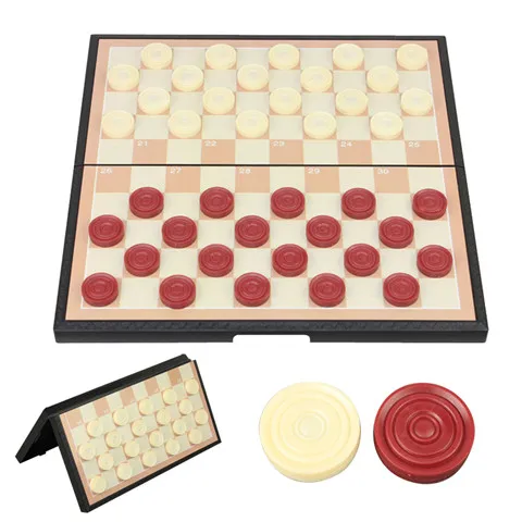 28.5x28.5x1.5cm BSTFAMLY Международный шашки набор пластиковых шахмат 285*285/200*200 мм складной шахматная доска магнитная шахматная игра 100 шашка T5 - Цвет: 28.5x28.5x1.5cm