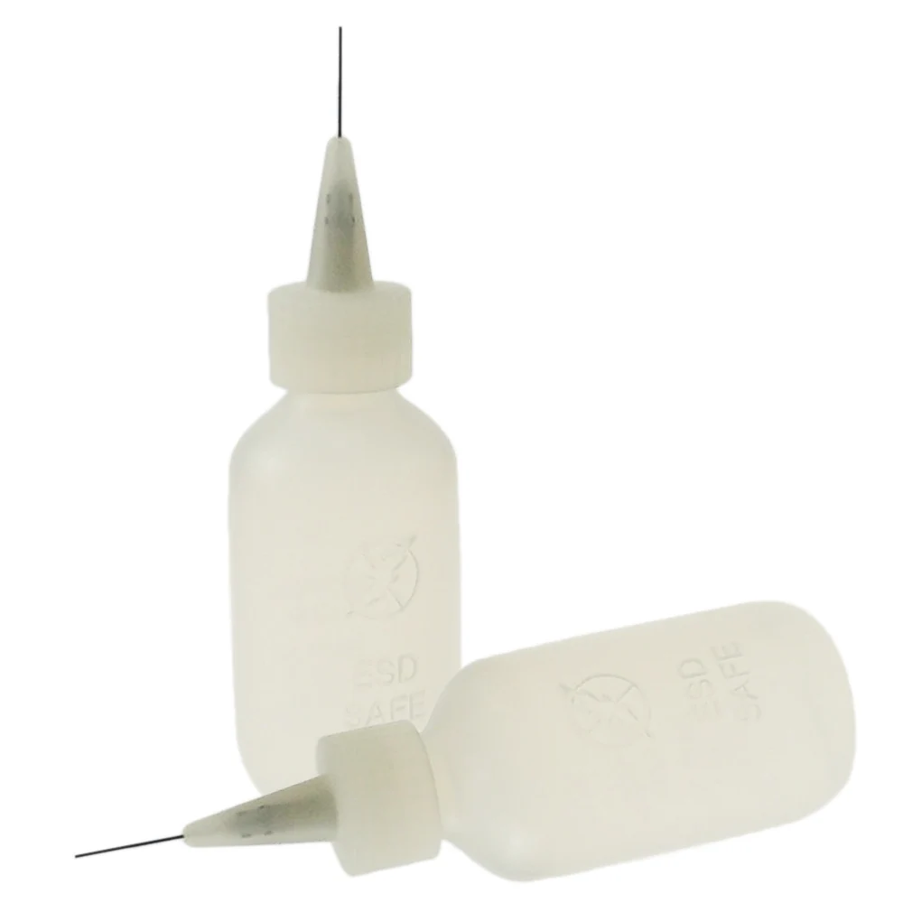 

5pcs ESD Antistatic Flux Soft Bottle with Brush Hair Glue Plastic 50ml Flux Dispenser with Needles Cap Flux Bottle Dispenser
