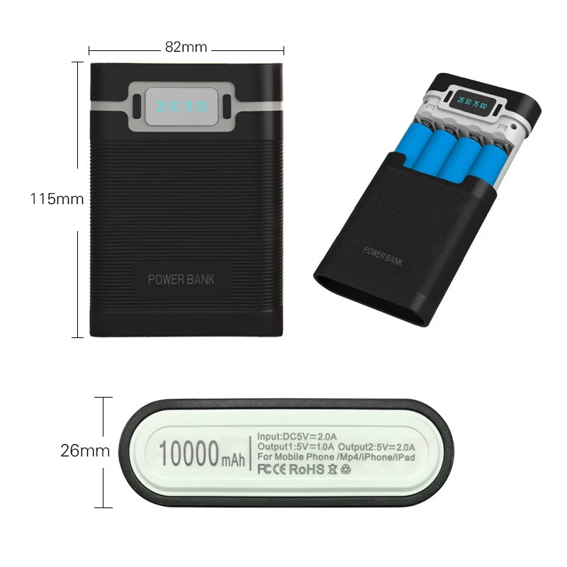 С горячей продажей 5V Dual USB Автомобильное зарядное устройство 4*18650 Power Bank контейнер
