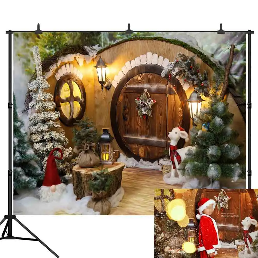 MEHOFOTO зимние фоны для фотосъемки Рождественская елка олень подарок фонарь детям