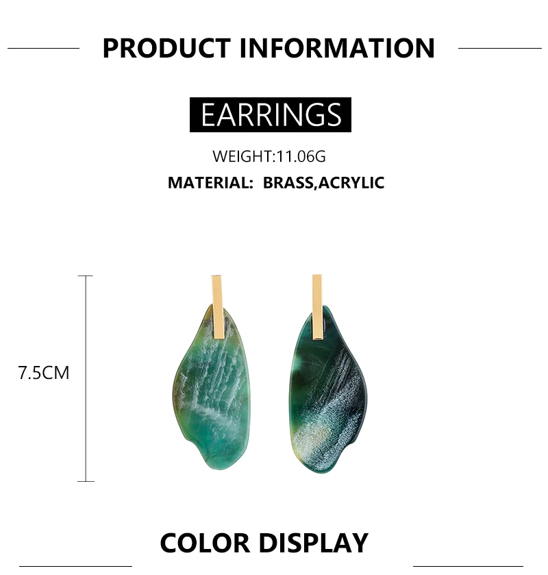 Irregular design Acrylic Drop Earring For Women Fashion Multicolor Statement Marble Effect Earring Acetate Jewelry