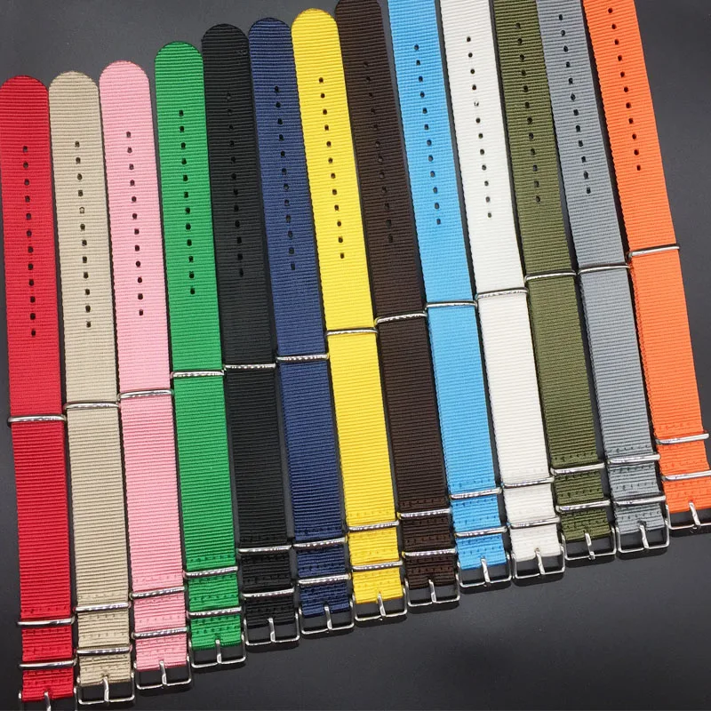 Nylon NATO Watchband Watch Strap Pin Buckle 18mm 20mm 22mm Striped Replacement Band Watch Accessories Black,Blue,Brown,White