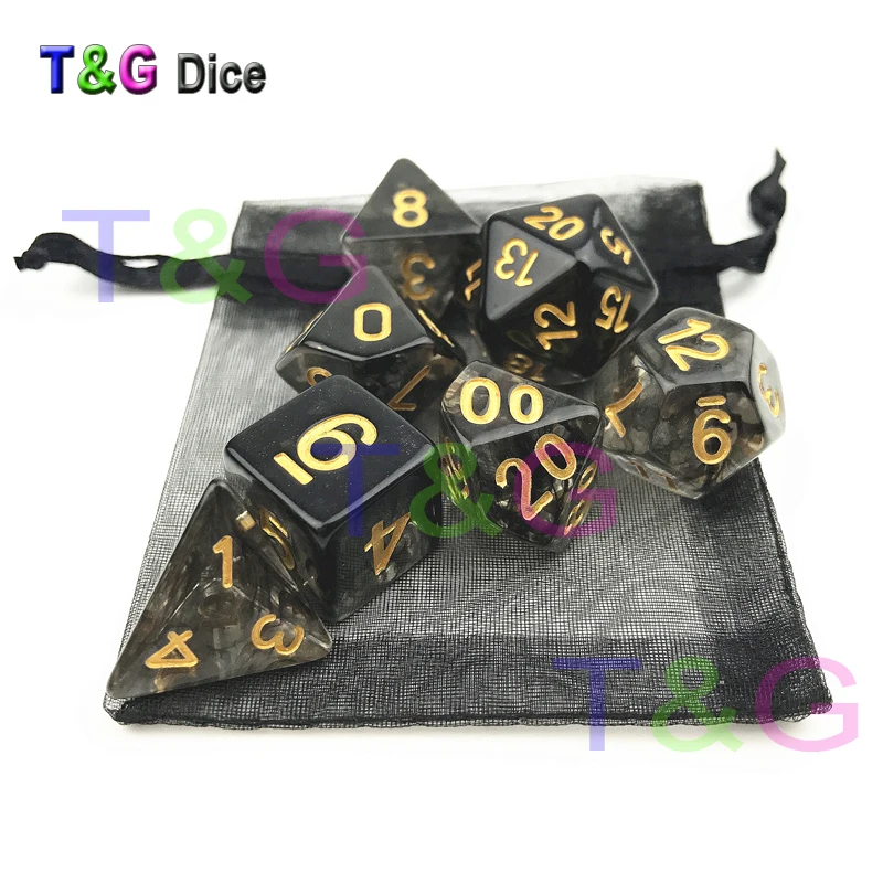 Совершенно новые кости многогранные Туманность Набор из 7 для D& d игры плюс сумка игра кости подарок