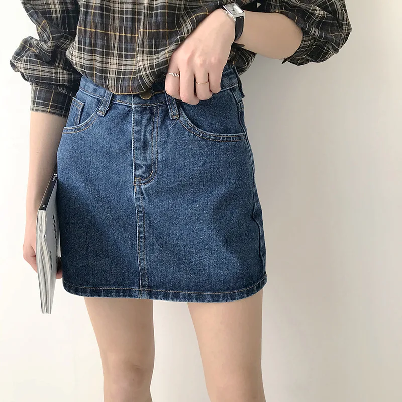 Женская летняя джинсовая мини юбка с высокой талией|skirt summer|denim skirt womena line mini |