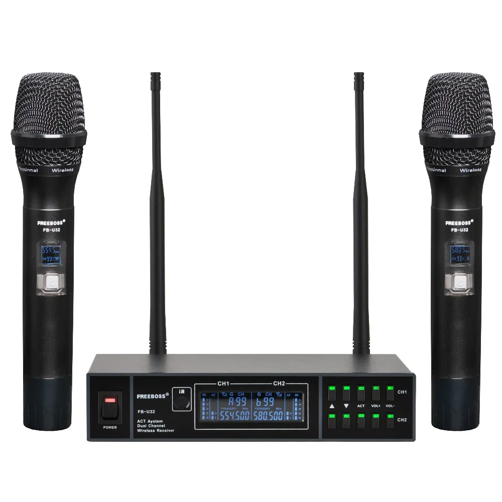 FREEBOSS FB U32 2 полосная микрофонная система 2x99 Регулируемая частота металлический