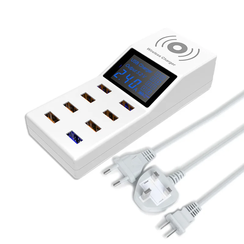 

Беспроводное зарядное устройство EtopLink QC3.0 для телефона, быстрая зарядка, 8USB, стандартное беспроводное зарядное устройство, умный блок питан...