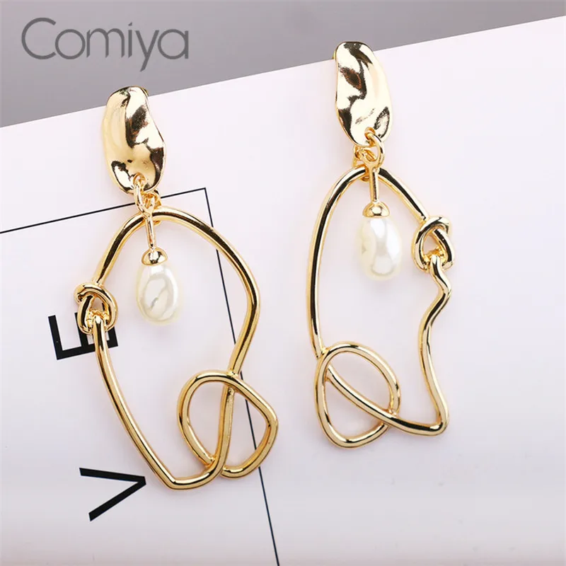 Женские серьги-подвески Comiya Femme из акрила с жемчугом золотого цвета | Украшения и