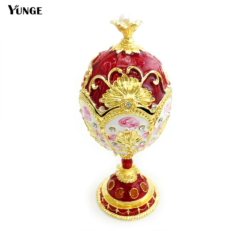 Старинное украшение faberge яйцо инкрустированная шкатулка коробка Металлическая