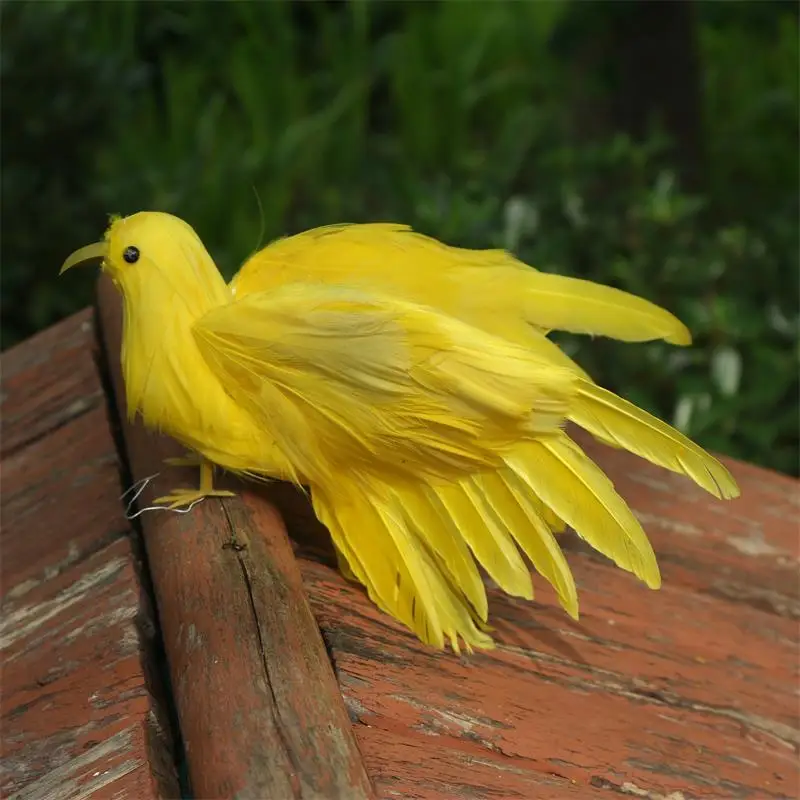 Yellow feathers flying birds simulation home decoration props wedding party | Дом и сад
