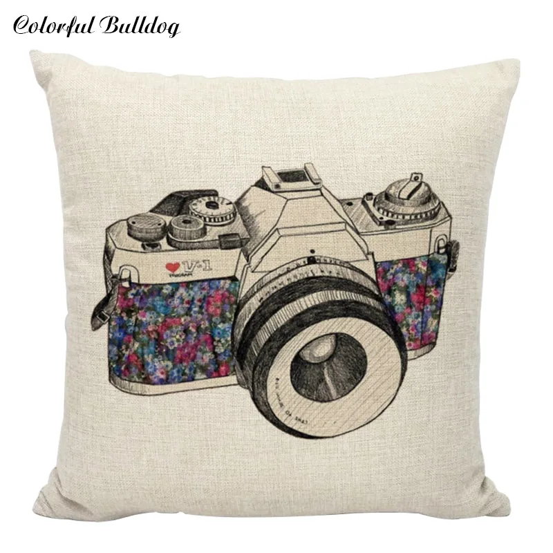Подушка Чехол гитары Камера из смеси хлопка и льна подушки автомобиль диван