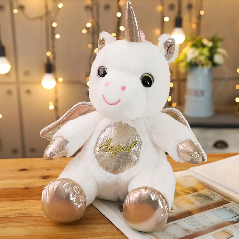 1 шт. 25 см Dreamy набивной Единорог животное плюшевая игрушка кукла пушистая Летающая игрушечная лошадь кукла детский подарок на праздник - Цвет: White