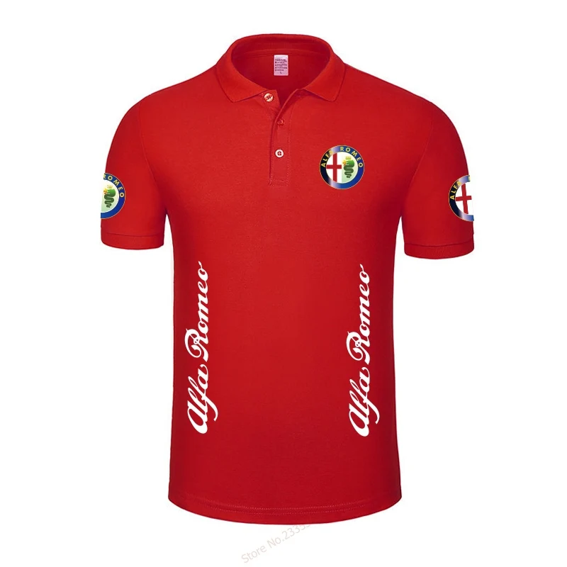 Рубашка-поло мужская с коротким рукавом и воротником Alfa Romeo однотонная летняя
