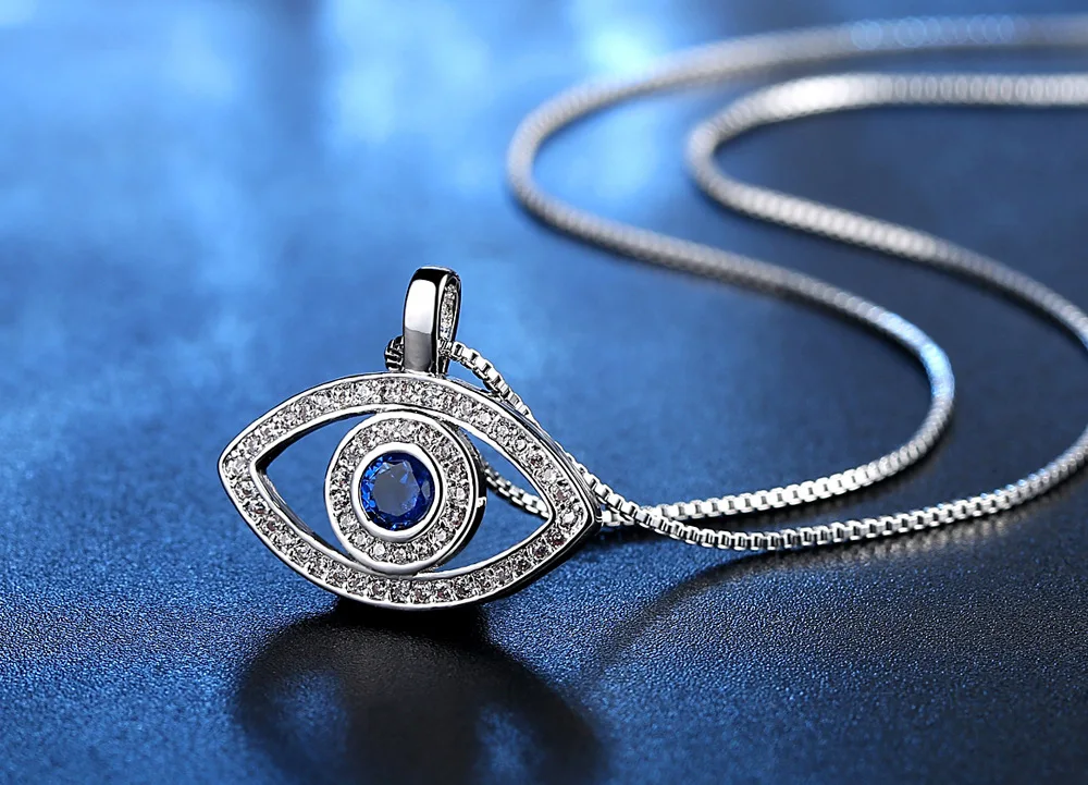 Дурной глаз Голубой Кристалл Цирконий 2018 модные женские туфли Jewelry Кулон Роза