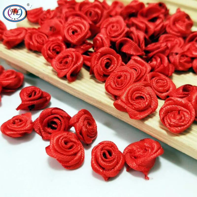 100 шт. красная лента с цветами розы 15 мм A662|flower wedding|flower wedding decorationred ribbon rose |