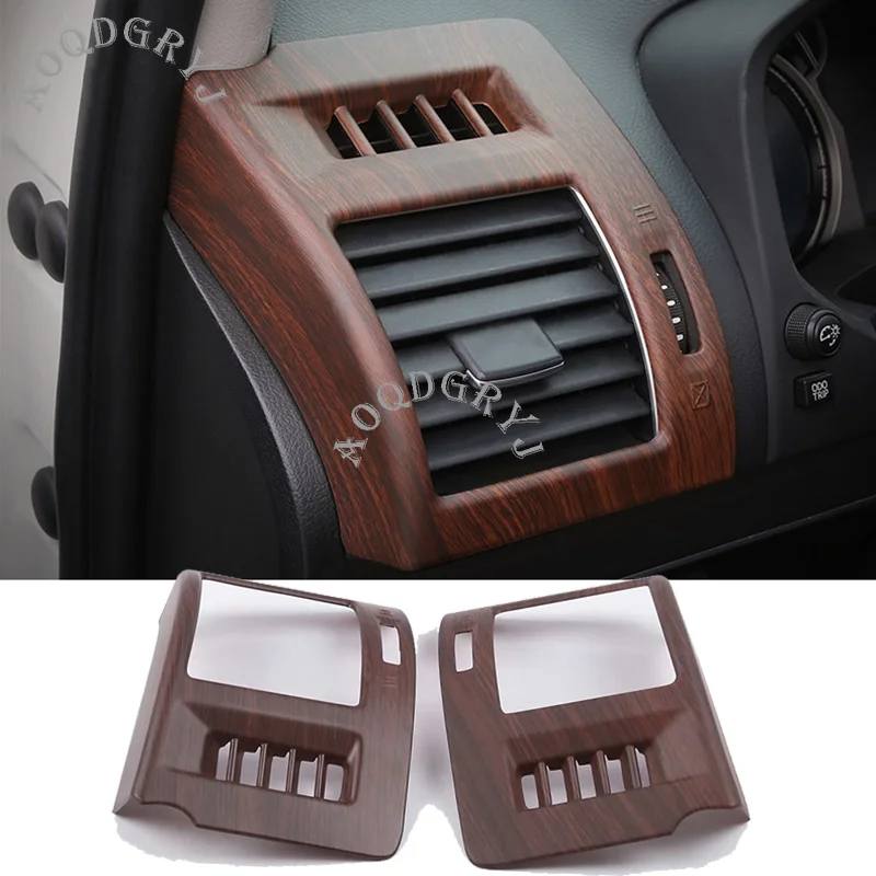 Matte Peach wood grain texture Air Conditioning Vent Outlet Cover Trim 2pcs For Toyota Land Cruiser Prado FJ150 2010-2019