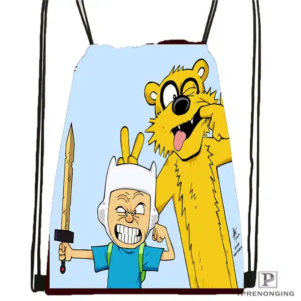 Изготовленный На Заказ calvin-and-hobbes-12@ 02-походная сумка на шнурке милый детский Ранец(черный цвет(вид сзади) 31x40 см#180611-03-120