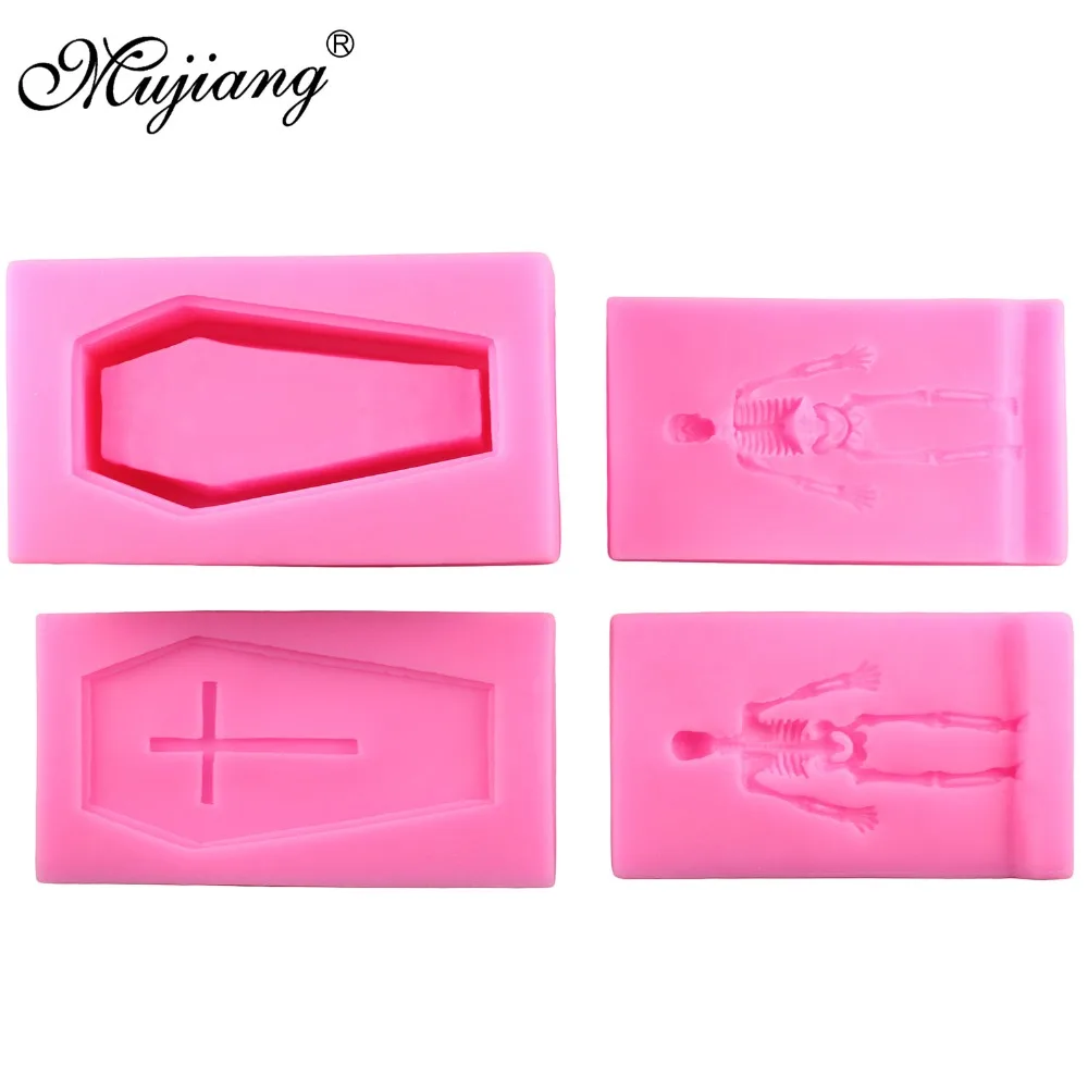 4 шт. силиконовые формы для украшения черепов и гробов на Хэллоуин помадка