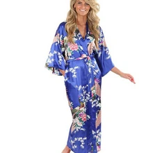 Hot Koop Blue Vrouwelijke Zijde Rayon Gewaden Gown Kimono Yukata Chinese Vrouwen Sexy Lingerie Nachtkleding Plus Size Sml xl Xxl Xxxl A-046