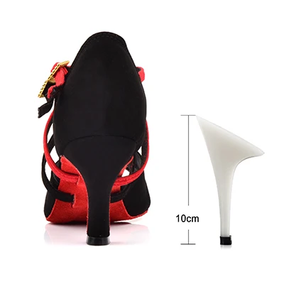 Black 10cm SHOUDANC/женские босоножки; вечерние туфли для латиноамериканских танцев; черные замшевые туфли для танцев; двухцветные туфли для танцев на шнуровке - Цвет: Black 10cm