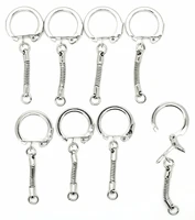 50pcs split keychain ring parts key chains snake chain with snap end and jump ring keychain for jewelry connectors finding