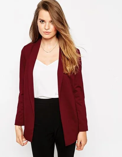 2015 Women Business suits Formal Office suits Custom made Wine Red Work Solid Single Button Long Sleeve suits