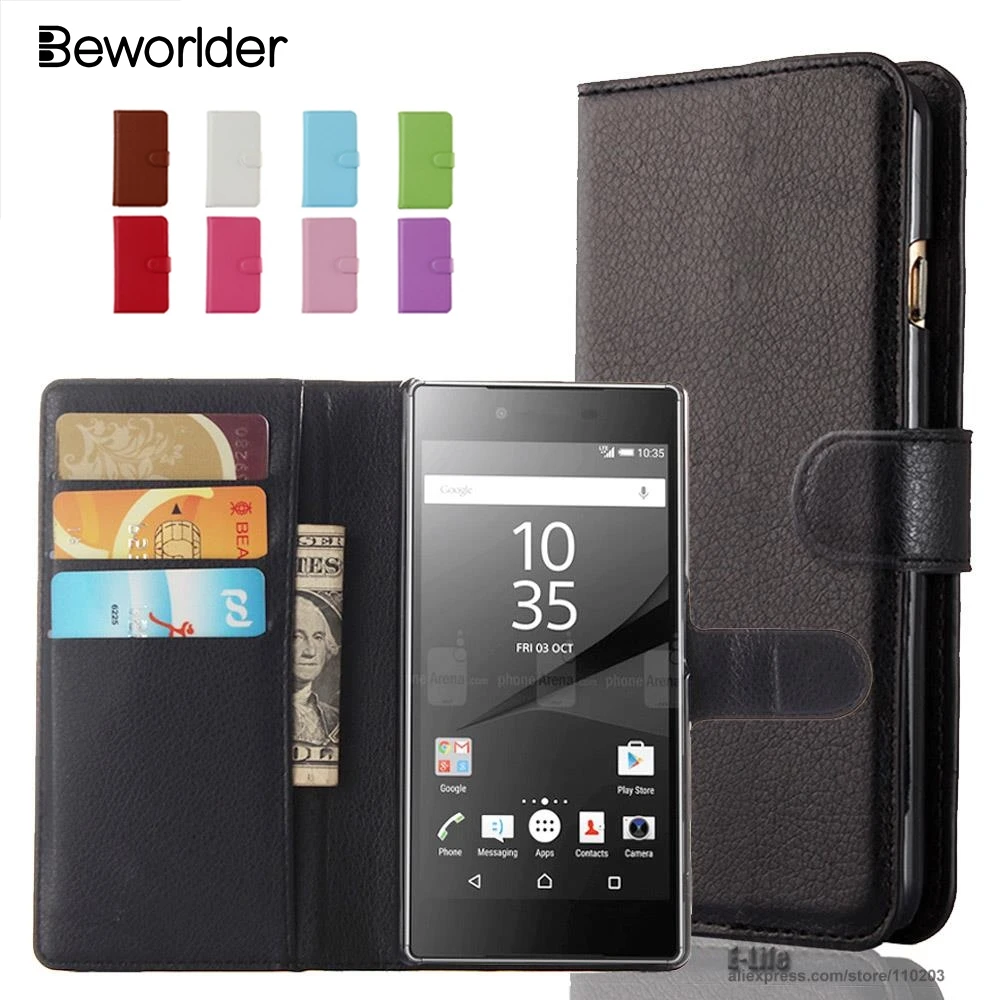 Beworlder Чехол бумажник из искусственной кожи чехол для sony Xperia Z1 Z2 Z3 Z4 Z5 M4 Aqua M5 Крышка