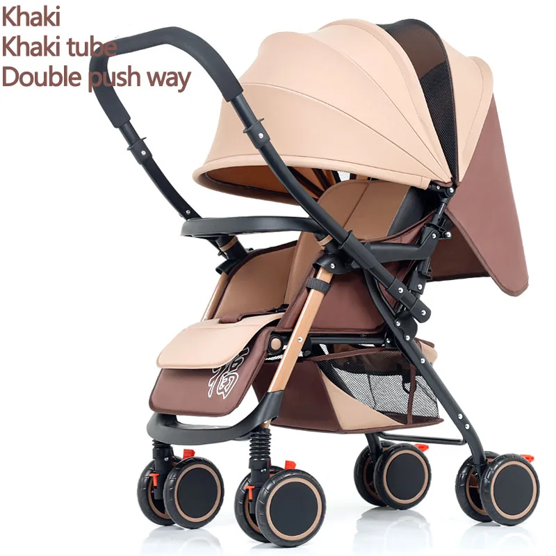 Khaki plus Bluechildhood, легкая детская коляска, двусторонняя, для путешествий, детская коляска - Цвет: Khaki plus