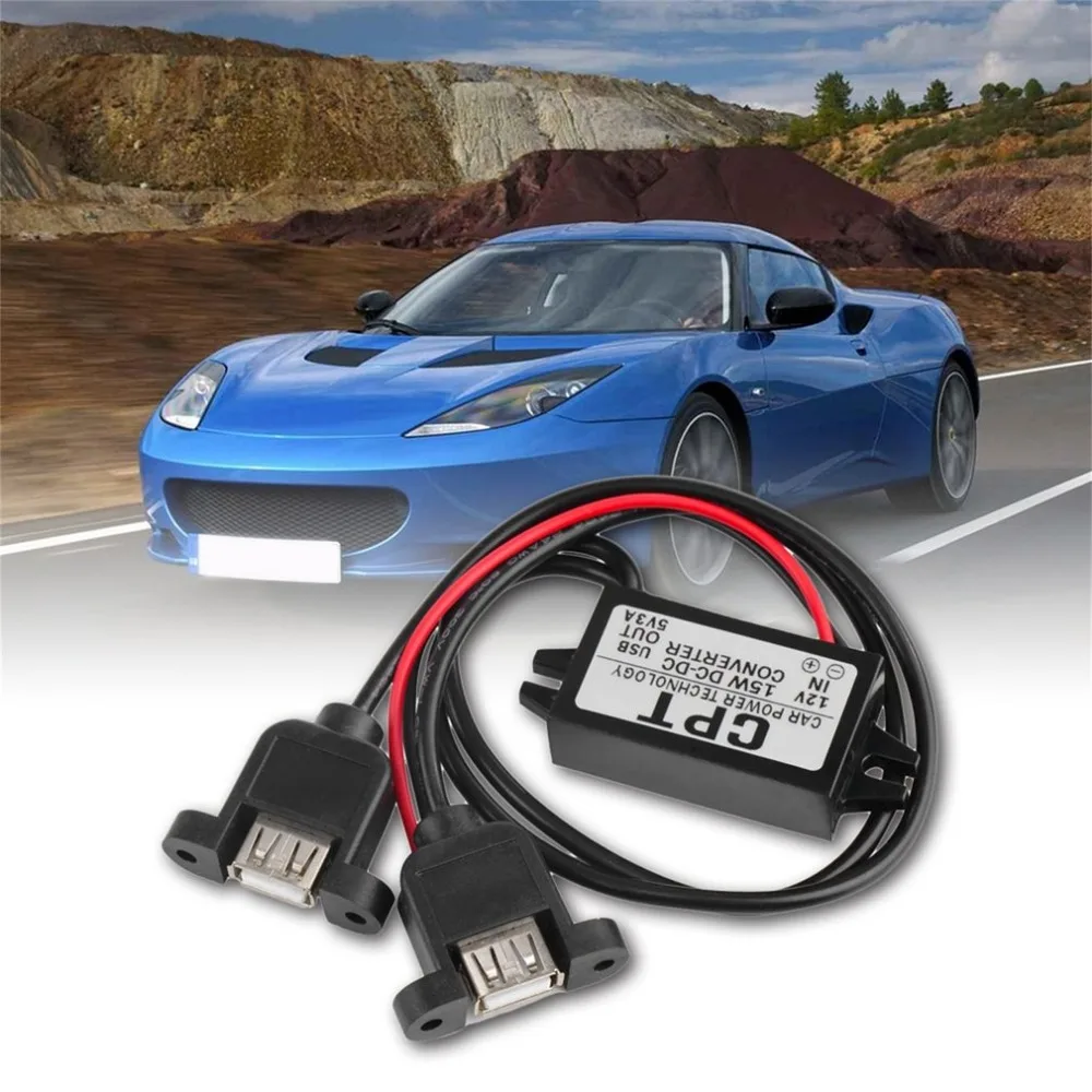 New DC Converter Module 12V To 5V 3A 15W Duble USB Output Power Adapter Car Vehicles Top Sale | Обустройство дома