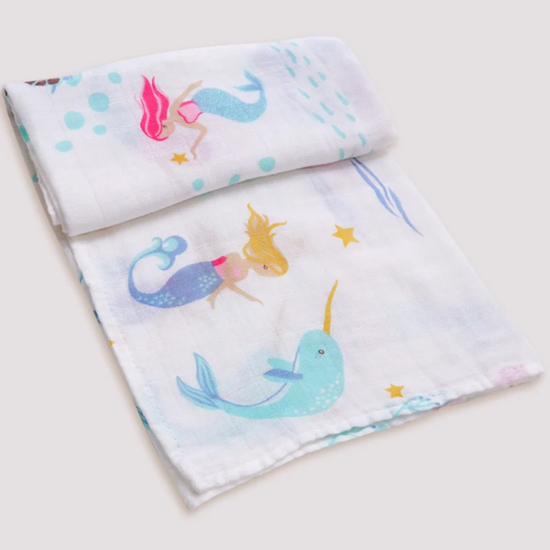 mermaid Детское муслиновое одеяло из хлопка, нагрудники для новорожденных, бандана с принтом животных из мультфильмов, платок, пеленка для младенцев, тканевый шарф-полотенце - Цвет: mermaid