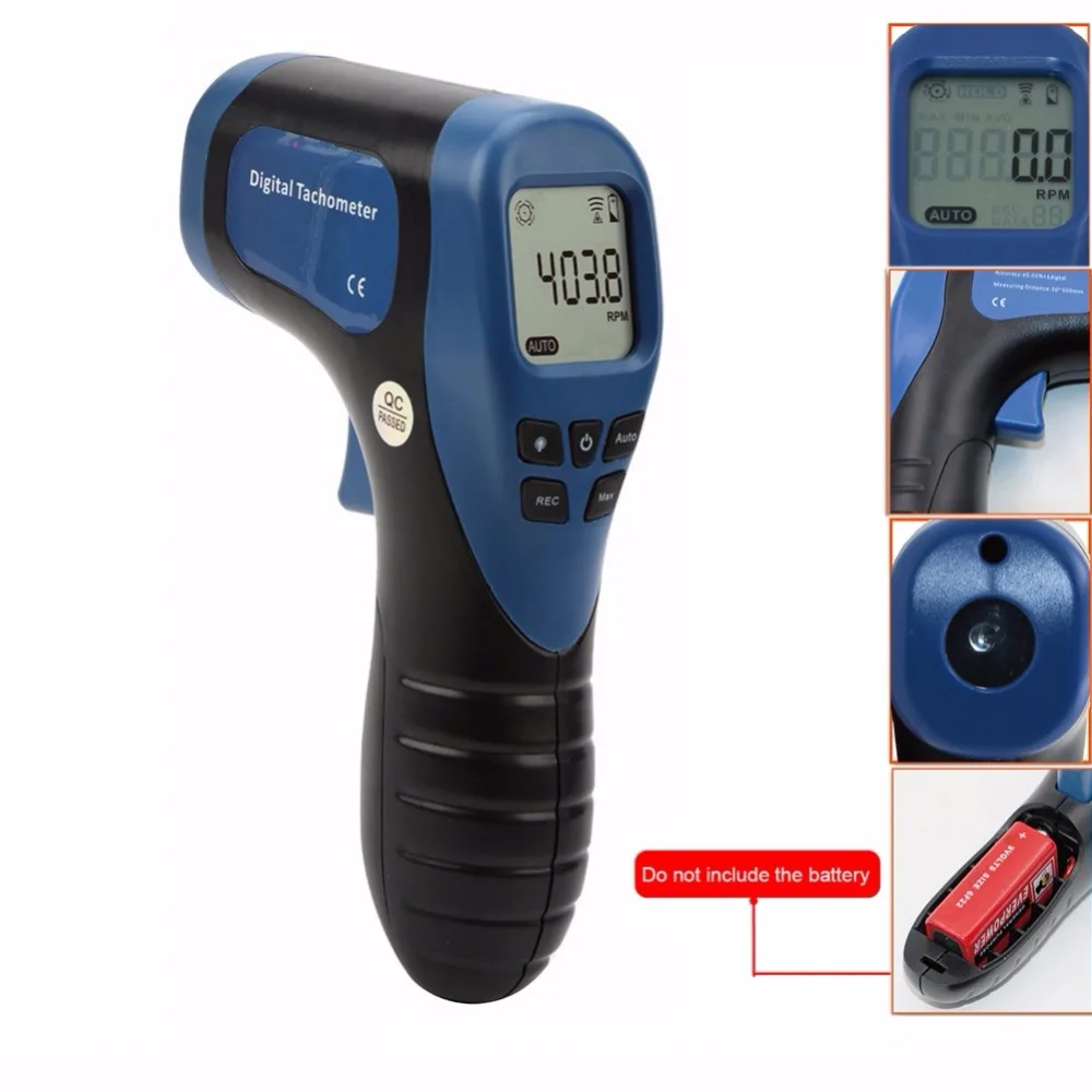 Digital LCD Photo Tachometer Non-Contact RPM Meter Motor Speed Gauge Gun Style Surface Tach Speedometer | Инструменты