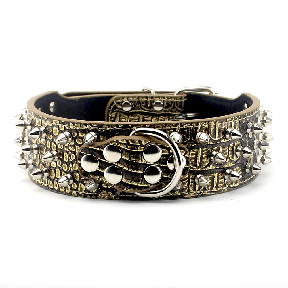 Новый ошейник для питомца 2 дюйма 3 ряда острый с шипами кожа особый стиль средний