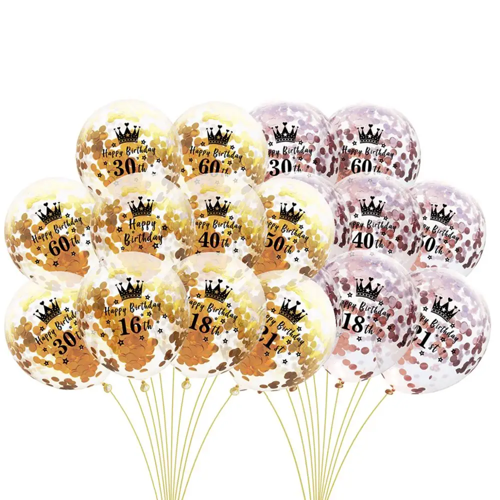 

5pc Inflatable Confetti Balloons 12 Inch Latex Clear Birthday Balloons 18 30 40 50 Anniversary Wedding Decoration Party Favors