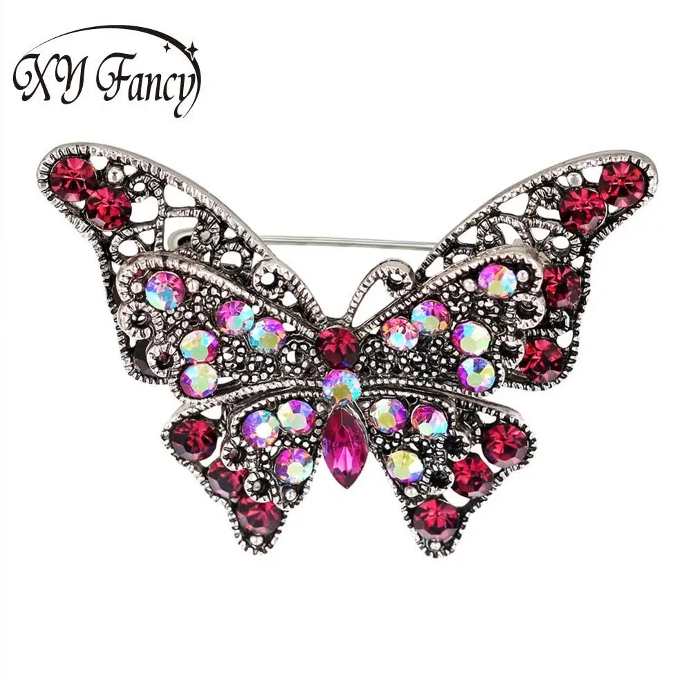 XY Fancy 2018 New Arrivals Retro Butterfly Brooches Elegant Jewelry Refined Breastpin Christmas Gifts for Women Brooch zk25 | Украшения и