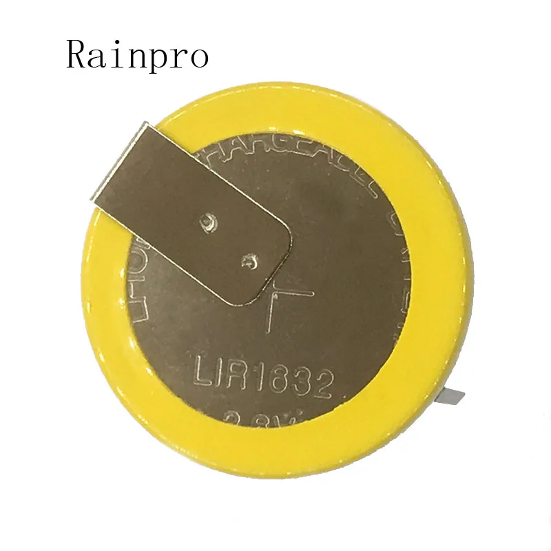 

Rainpro 2PCS/LOT LIR1632 1632 3.6V with soldering foot rechargeable battery Button Cell Battery lithium battery