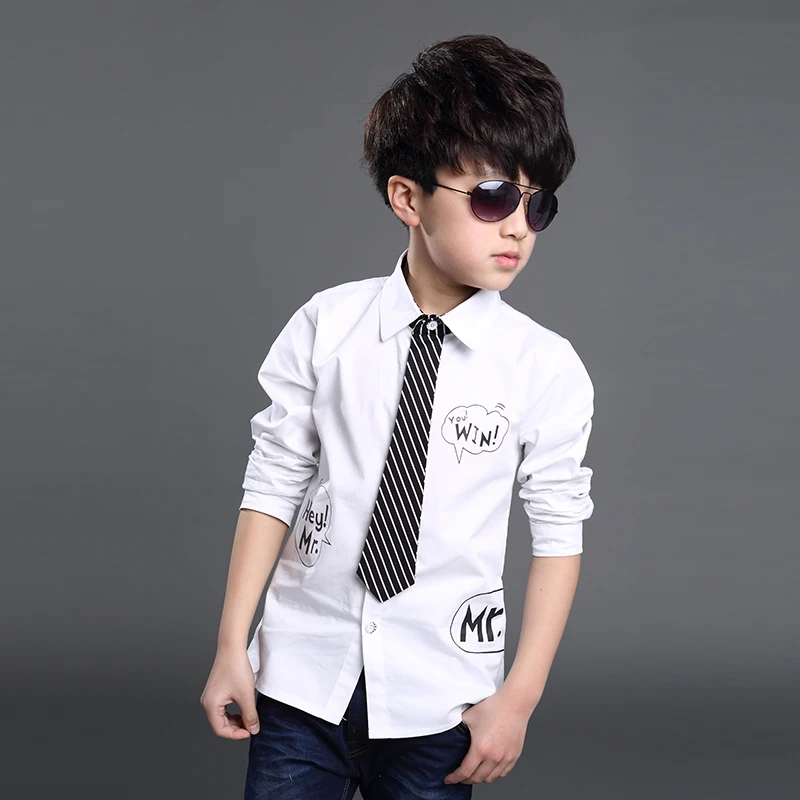 Детская хлопковая блузка с длинным рукавом на Возраст 4 14 лет|child shirt|shirt boykids shirts boys