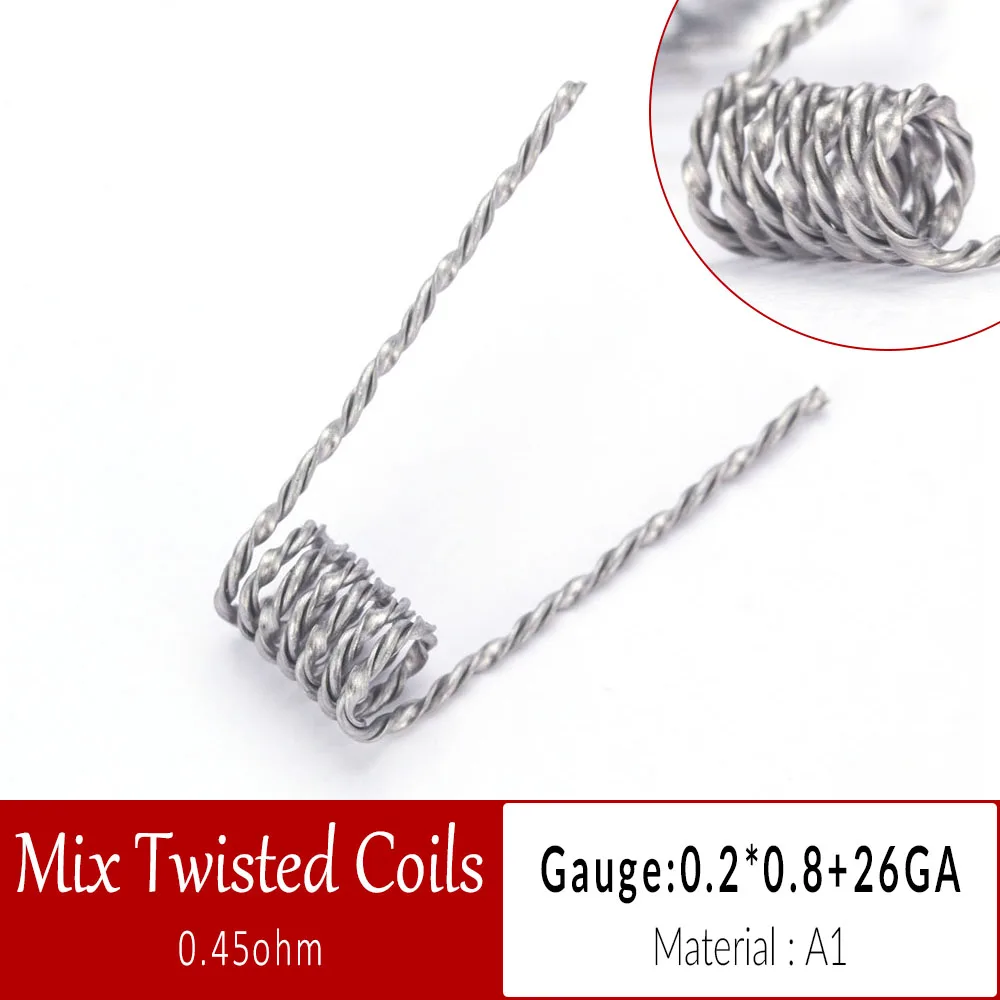 Катушки отец 10 шт./кор. Alien Clapton Flat Twisted Fused Clapton с сопротивлением Quad Тигр нагрева электронная сигарета провод готовые катушки - Цвет: Mix Twisted Coil