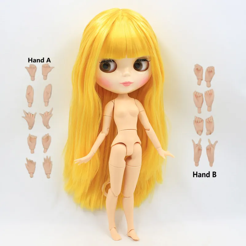 Фабрика blyth кукла шарнир тело желтый золотой волосы bjd игрушка подарок 260BL0749 - Цвет: doll with hand AB