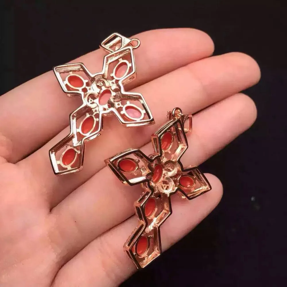 Кулон из серебра 925 пробы с натуральным красным кораллом|jewelery pendants|jewelery womenjewelery |