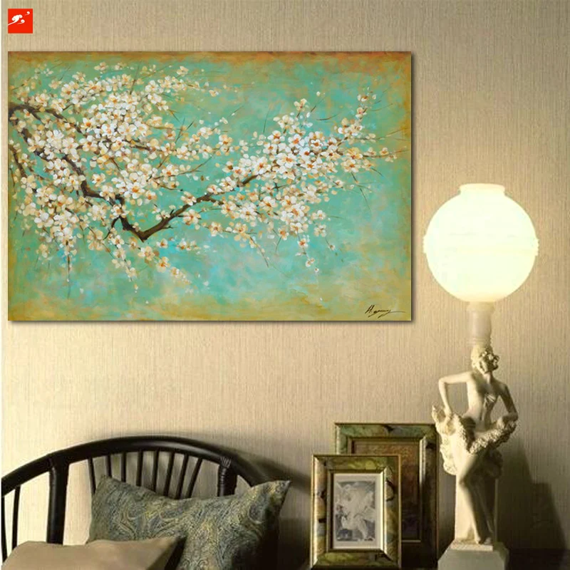 2016 цветок сливы стена pintura большой размер Холст Картина маслом для домашнего
